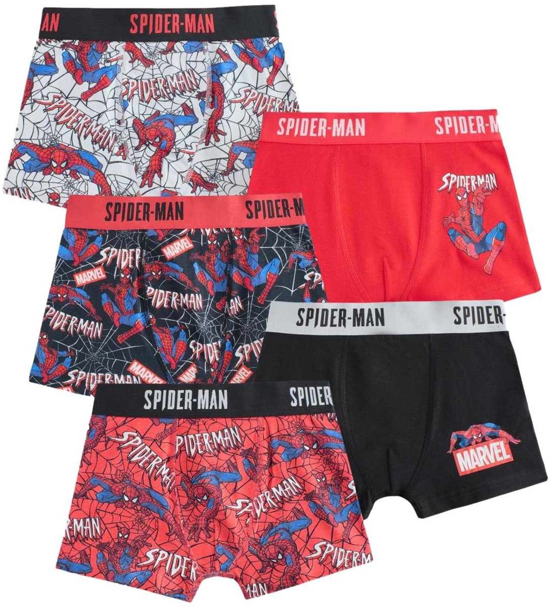 Next - Jongens - Set van 5 Spiderman boxershorts - Rood