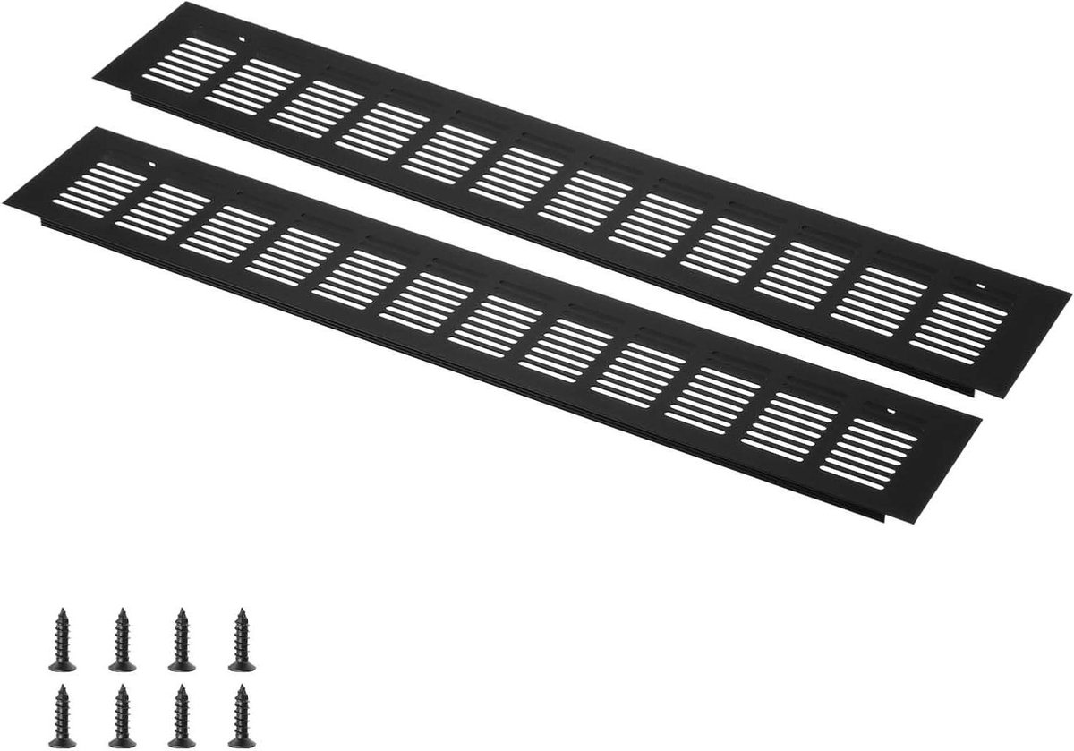 Ventilatierooster - Afdekking ventilatieopening - Kastontluchting - Aluminiumlegering - 500 x 80 mm - Zwart