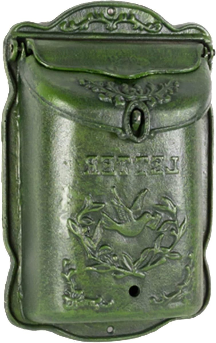 Brievenbus Gietijzer - Wandbrievenbus Pakketbus - Post Ontvangen - Roestbestendig Gepoedercoat - 25x10x39 cm - Groen