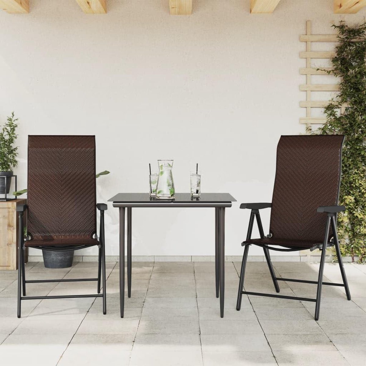 Tuinstoelen - Polyrotan stoelen Opvouwbare stoelen - Buiten dineren - In hoogte verstelbaar - 69 x 545 x 111 cm