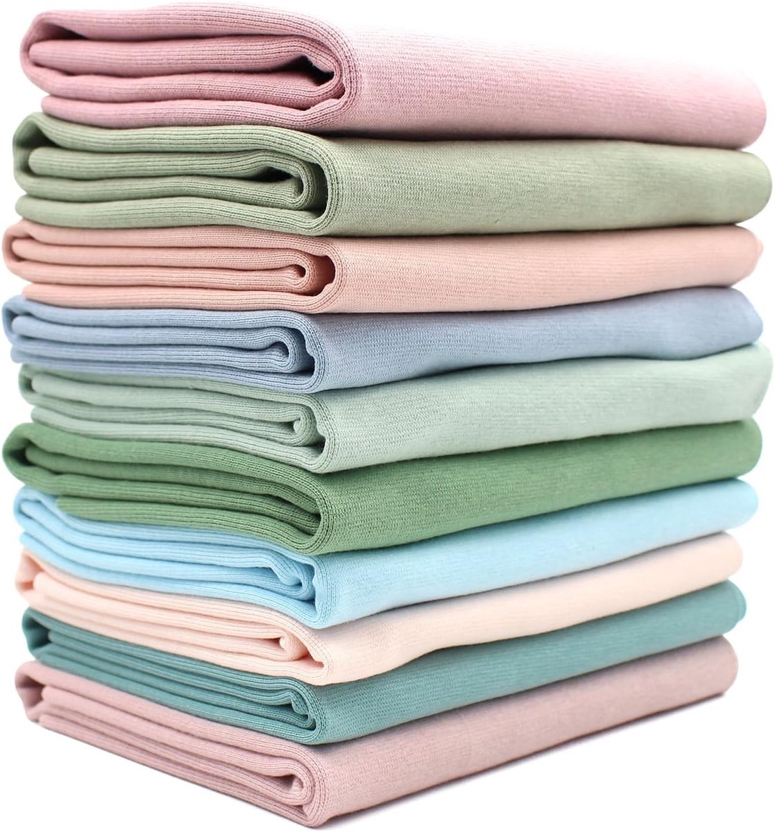 Stof set buisvormige stof 70cm breed 95% katoen, 5% elastaan selectie jersey (pastelkleuren, set van 10)