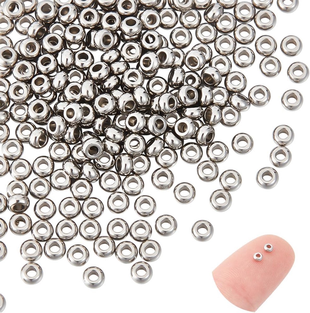 Kralen roestvrij staal 3 mm tussenkralen platte afstandskralen voor armbanden kralen afstandhouders voor armband halsketting sieraden