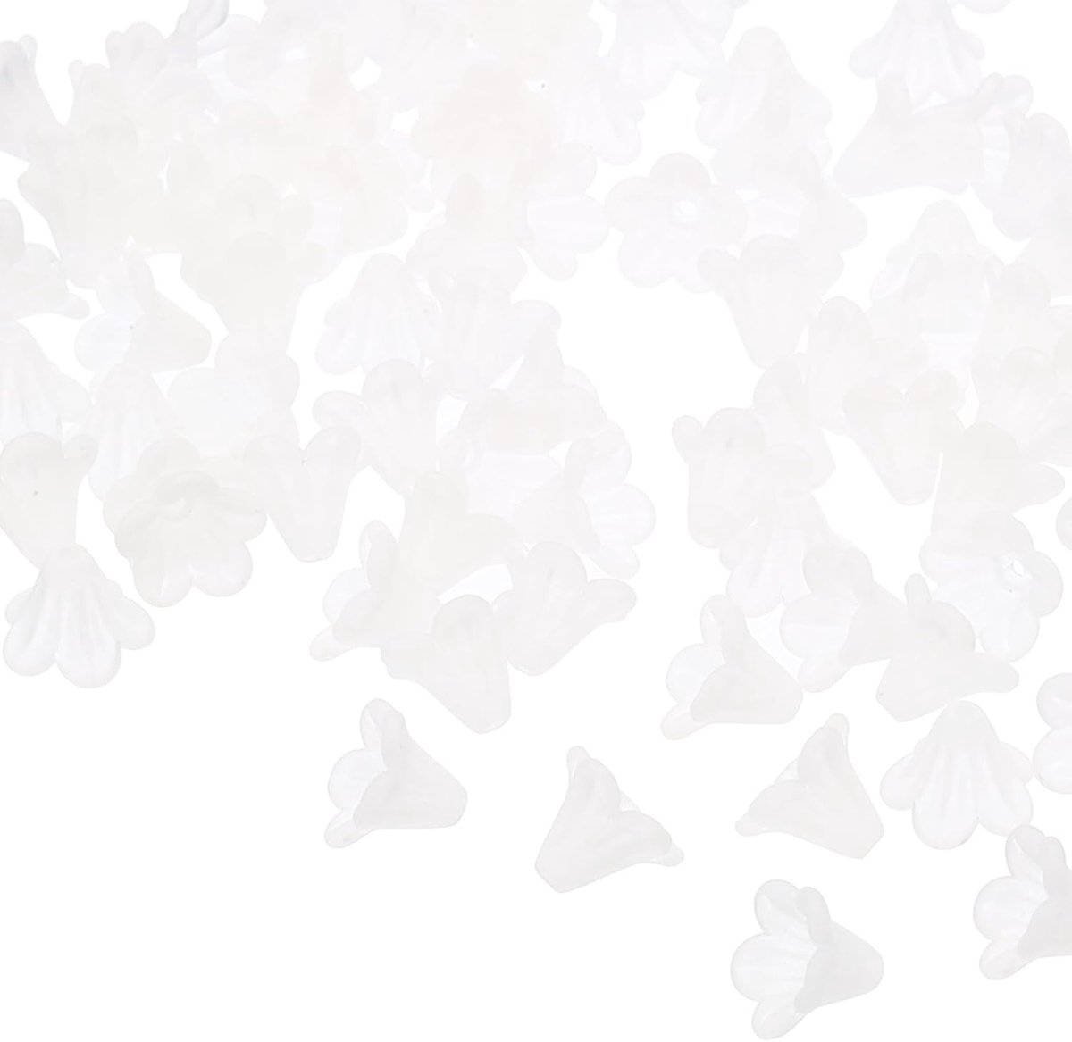 Kralen, 100 stuks acryl trompet bloem kralen voor armbanden, oorbellen, kettingen, sieraden maken en doe-het-zelf ambachten, wit