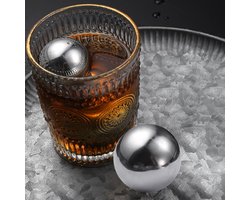 SnelShoppen - 2x Eabdice Whiskystenen, Herbruikbare Koelstenen van Roestvrij Staal, 55mm Diameter, Snelle Afkoeling voor Drankjes, Ideaal voor Feestje