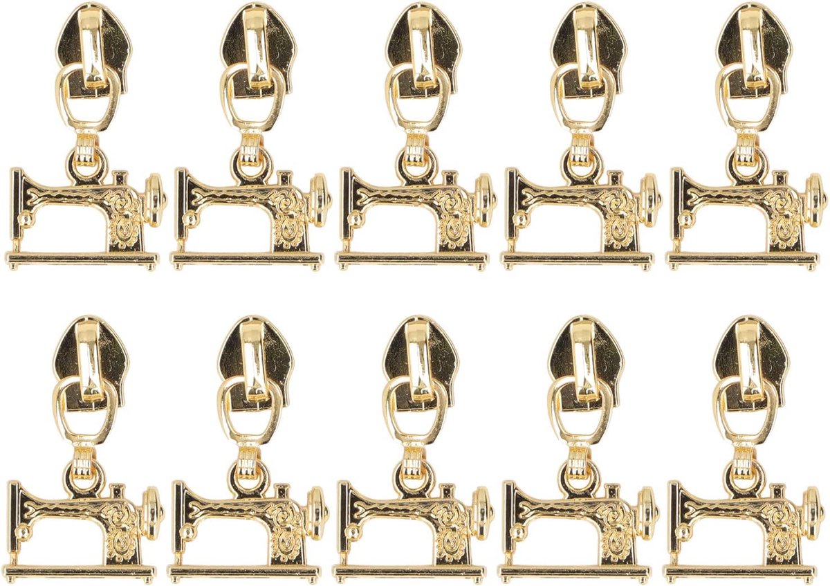 10 Stuks Metalen Tas Ritssluiting Ritskop Machine Koffers Schuifregelaars Naaimachine Ritstrekker Rits Tag Ritsen (imitatie goud)