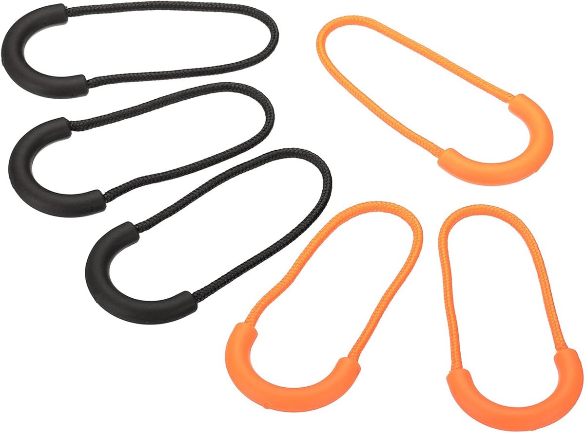 Rits Trekt Vervanging, 12 Pack Verlengsnoer Handvat Plastic U-Shape Tab Tag Extender voor Bagage Rugzakken, Jassen, Handtassen Zwart Oranje