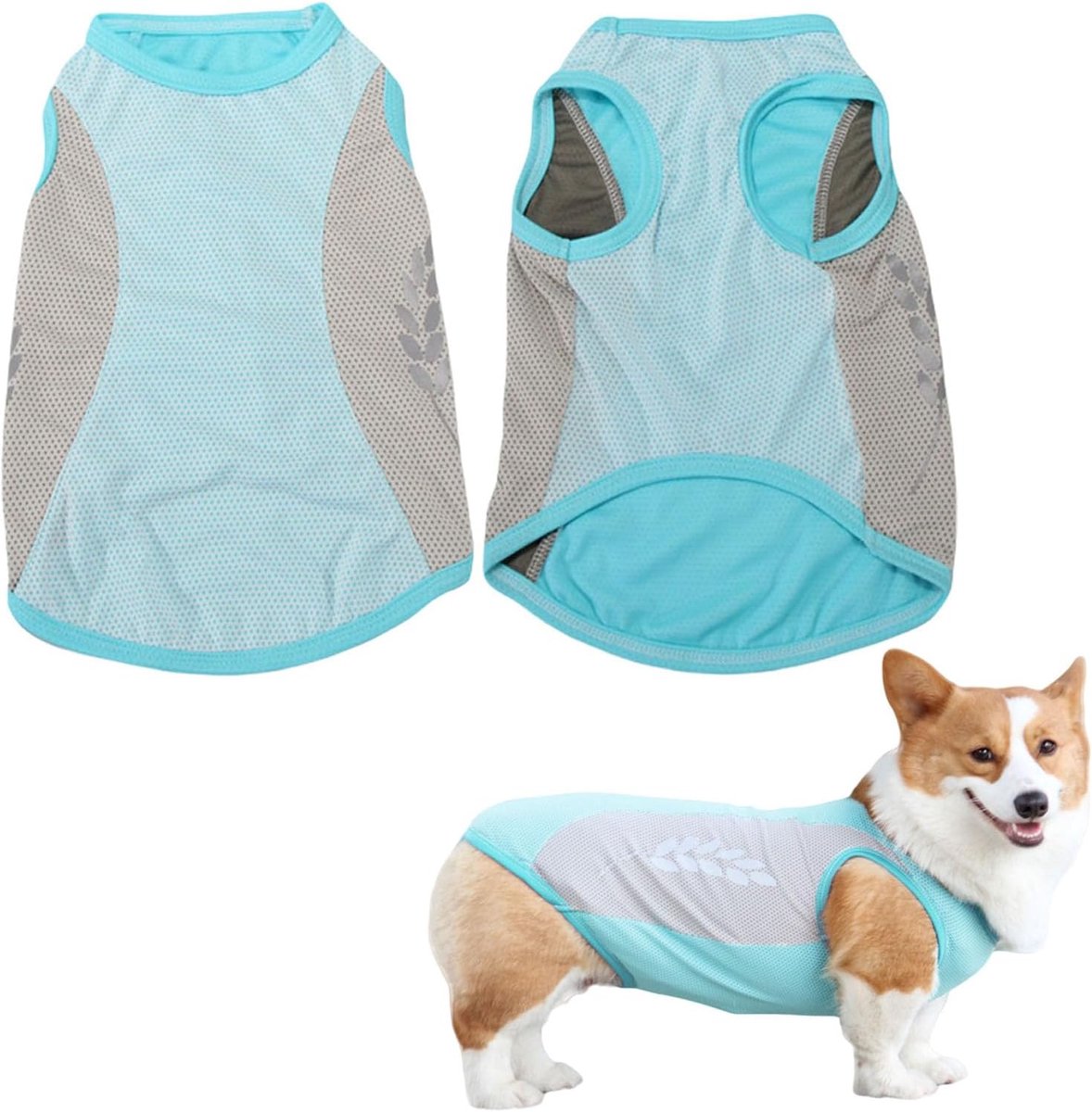 Koelvest voor honden, 1 stuk ademende mesh hondenkoeljas met reflecterende strip, elastisch zonbestendig ijs T-shirt voor kleine, middelgrote en grote honden, buitenactiviteiten (blauw, XXL)