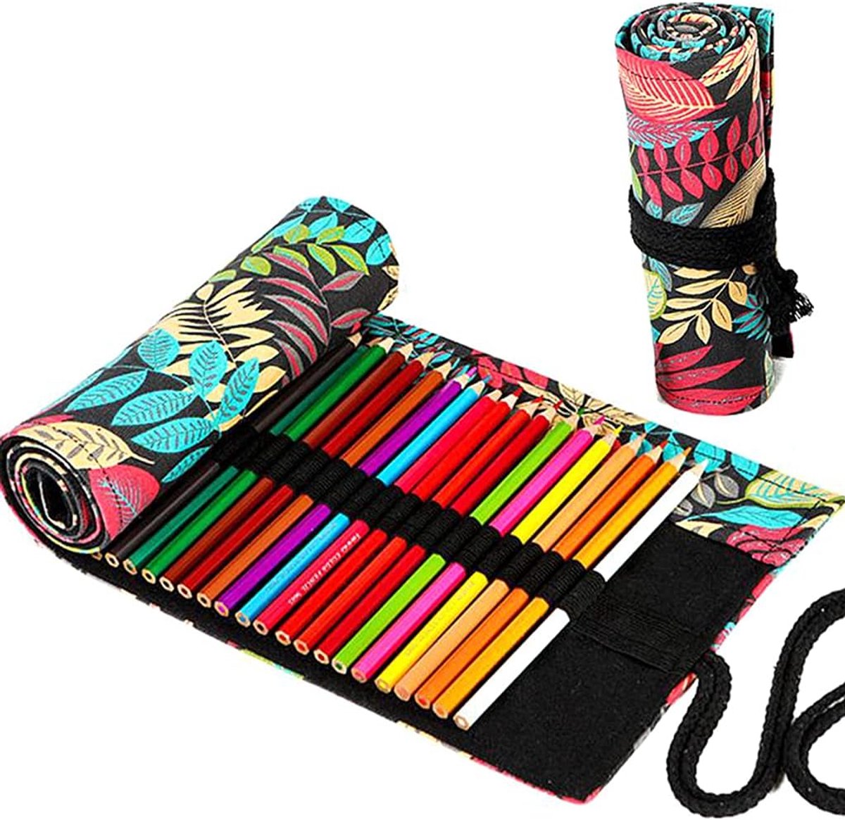 Canvas Pencil Wrap, 72 gaten canvas penrol houder, draagbare tas etui voor kunstenaars, school en kantoor, B, linnen penhoes