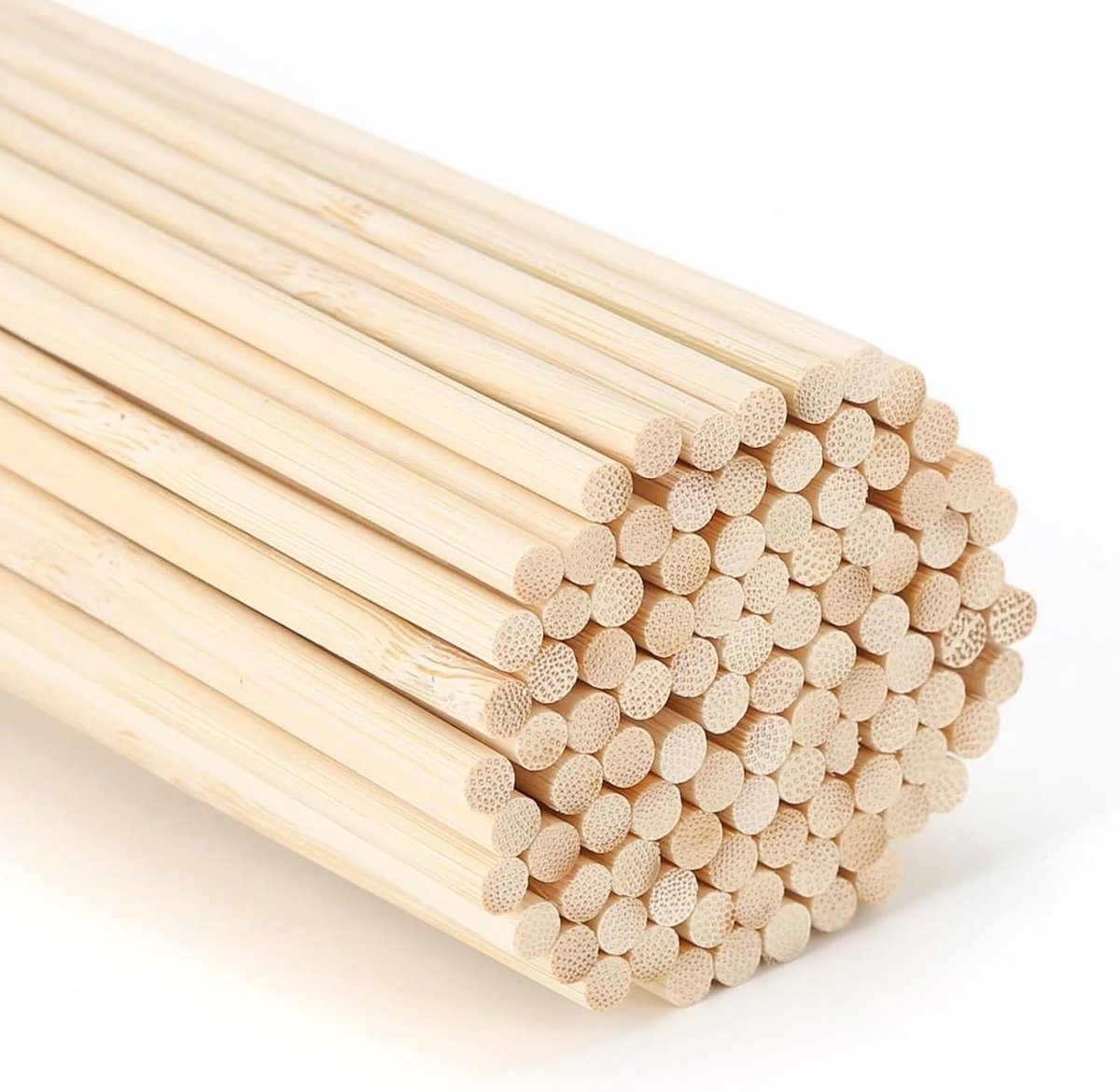 Houten stokken om te knutselen, rond, bamboe, 5 mm x 25 cm, ronde houten stokjes om te knutselen, rond hout bewerkt diameter voor houtbewerking, kunstprojecten, decoraties