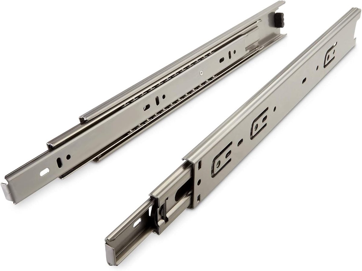 1 Paar (2 stuk) Roestvrij staal Volledig uitschuifbaar Ladegeleider KV7-45-H45-L400-NF Lengte 400 mm Draagkracht 45 kg Corrosiebestendig van SOTECH