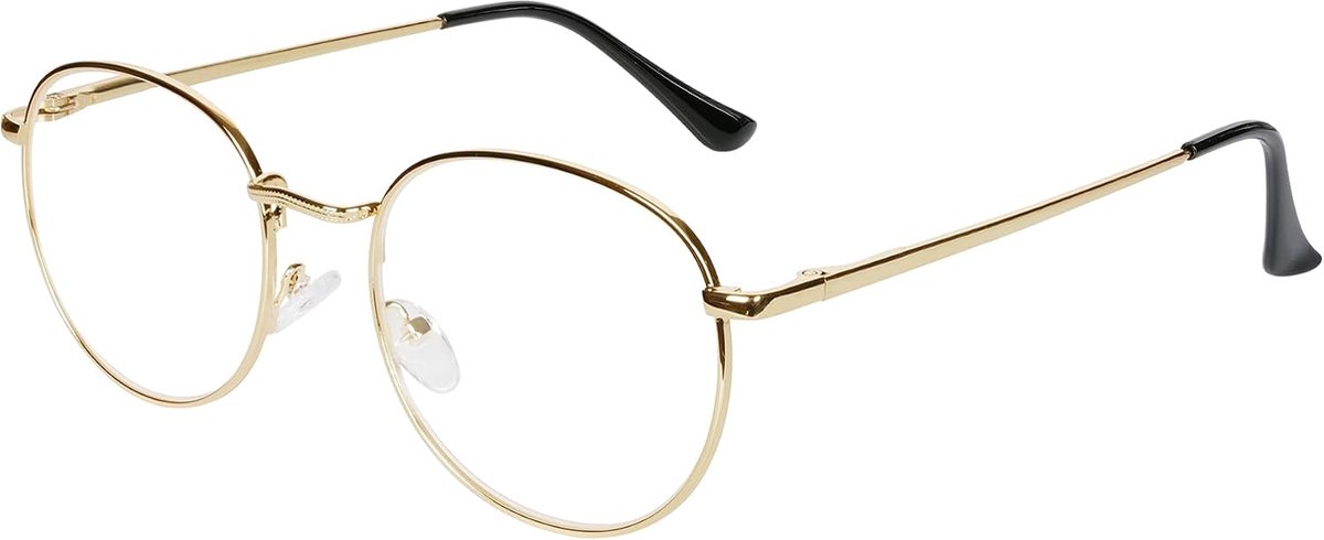 dames heren metalen montuur nerdbril heldere lens + brilband