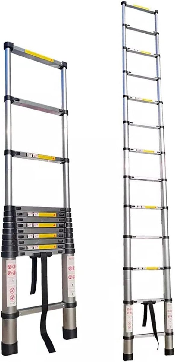 Telescopische Ladder - Vouwladder Uitschuifbare Ladder - Kluswerk Buiten - Ruimtebesparend Ontwerp - 8 meter - Zilver