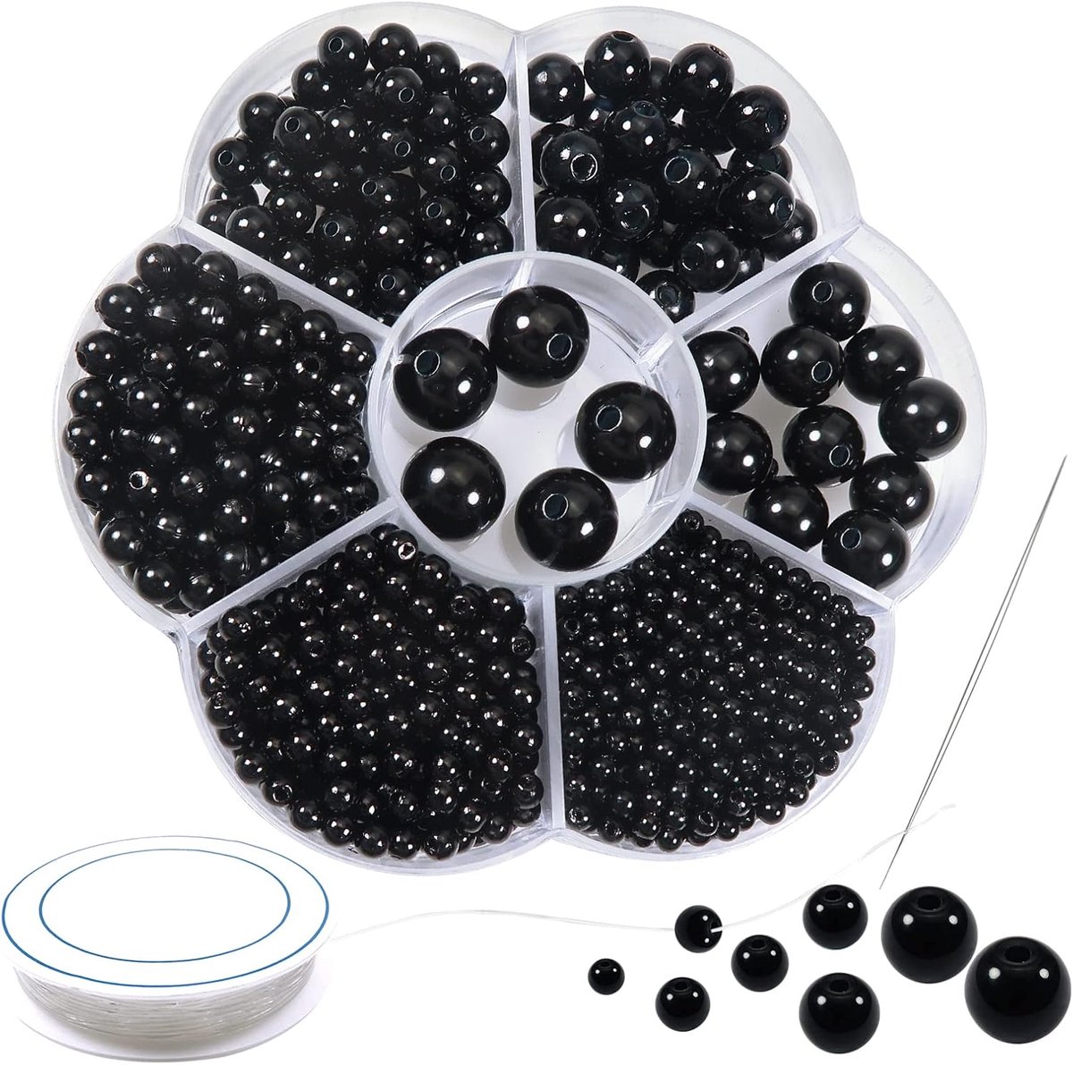 Kralen Zwart 3 tot 12 mm Ronde Acrylkralen voor doe-het-zelf Sieraden Kleding Vazenvulling