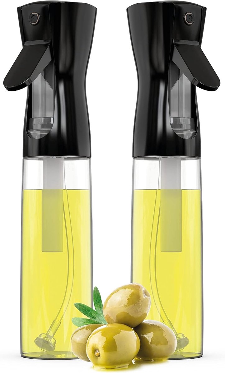 Oliespray Oliespray voor in de keuken, 2 stuks, 300 ml, oliedispenser, spuitbus voor olijfolie en azijn om te koken