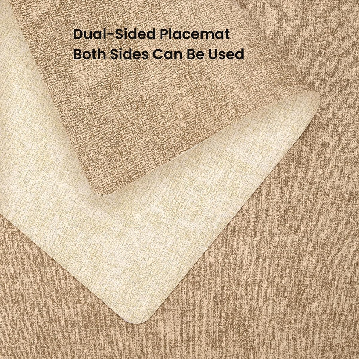 Placemats van kunststof, vuilafstotend, wasbaar, leer, antislip, ondoordringbaar, gemakkelijk te reinigen, bruin/beige, set van 4