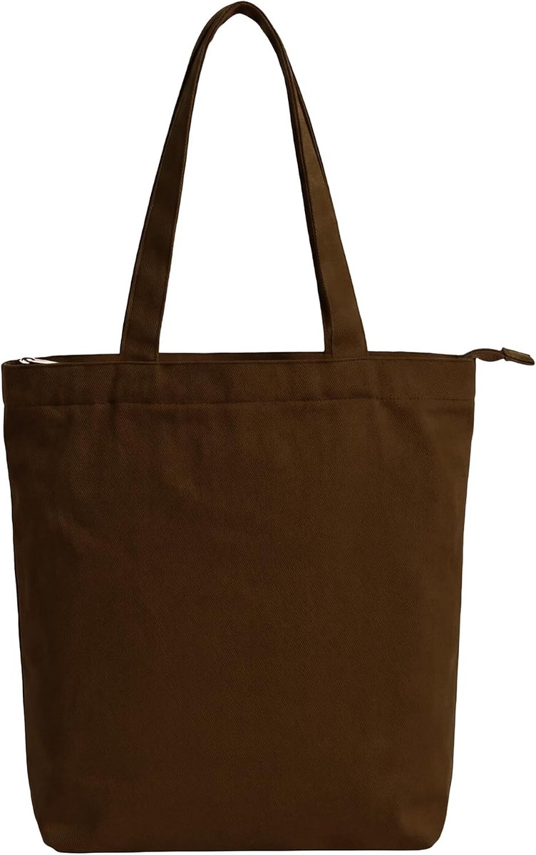 Gabardine tote bag with zip and inner pocket - Reusable cotton shopper for groceries, work and on the go - ShopVlot