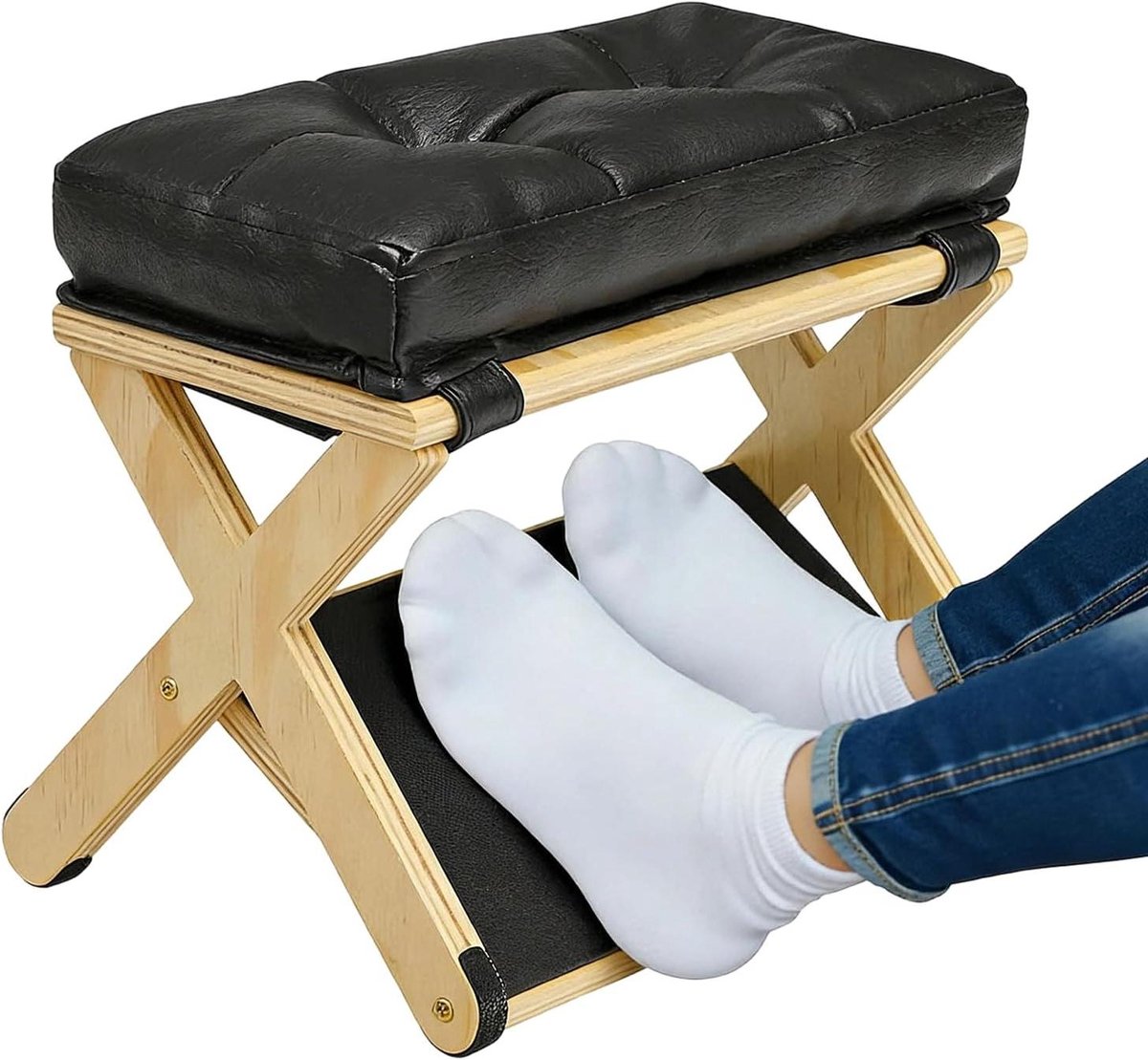 Voetsteun onder tafel - Bureau voetensteun - Ergonomisch werken - Dubbellaags antislip - 35 x 25.5 x 14 cm - Grijs