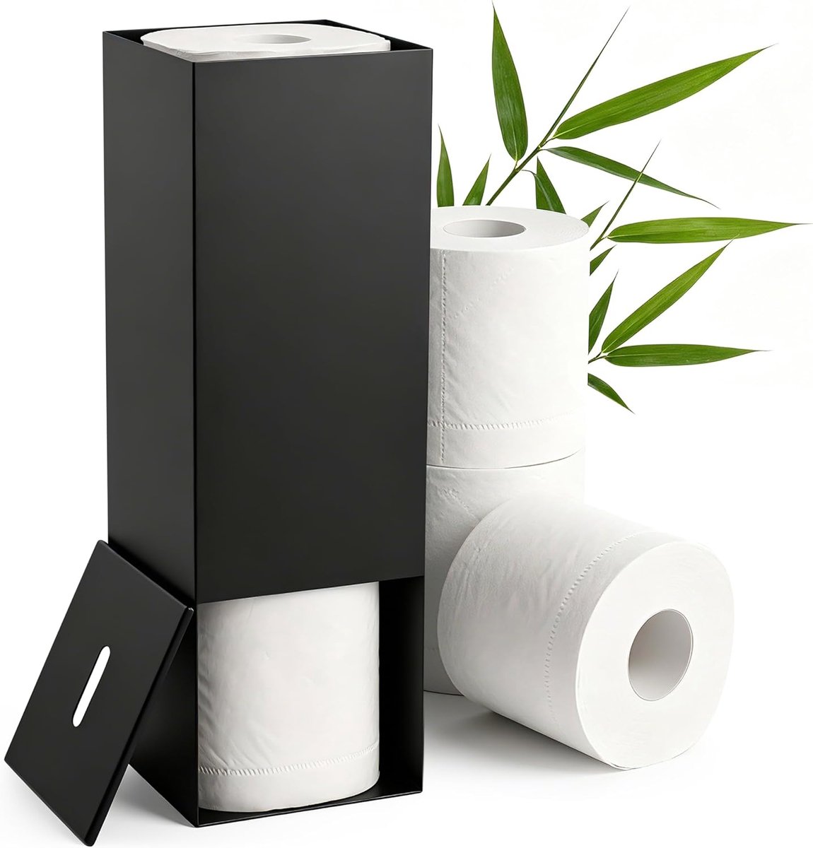 Jarvita Roestvrijstalen toiletpapierhouder, mat zwart, wc-papierstandaard voor 3 rollen, reserverolhouder - ShopVlot