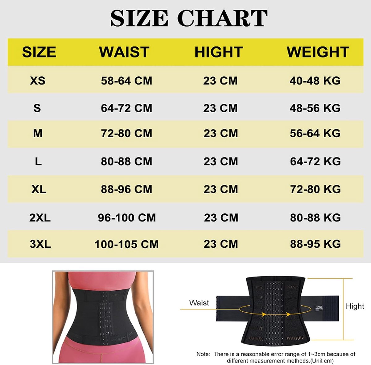 Tailletrainer Fitness Waisttrainer, Korset Buikweg Waisttrainer Taillevormer, Buikriem Heren en Dames Zwart