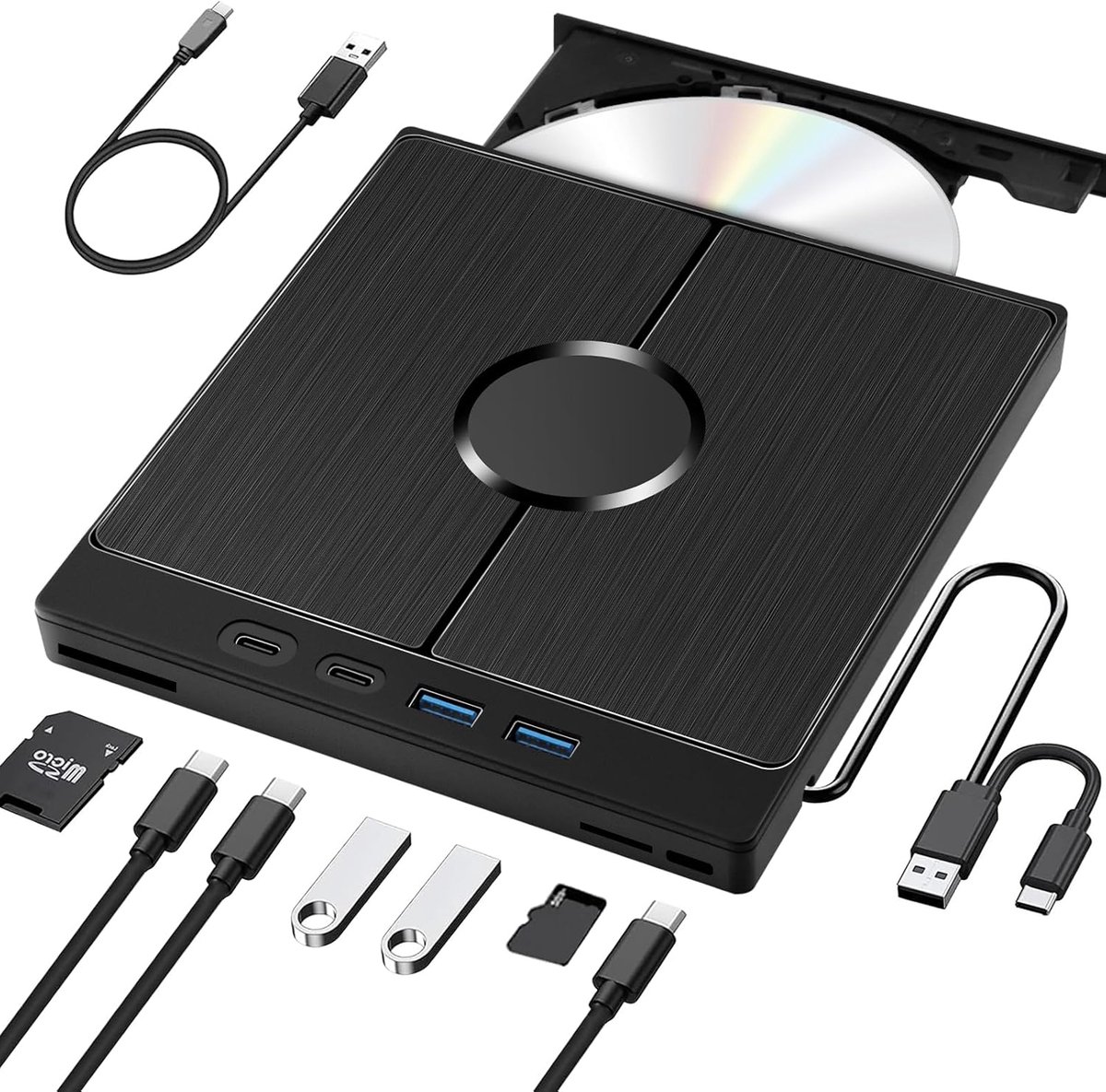 cd- en dvd-drive voor laptop, USB 3.0 met SD/TF, drive voor pc, MacBook, Windows 11/10/8/7/XP/OSX/Linux