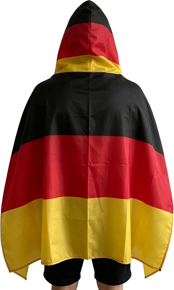 Vlag 140 x 80 cm, Cape Vlag Duitsland Met Mouwen, Fanartikel Voetbal WK 2026, Zwart-Rood-Goud, 100% Polyester