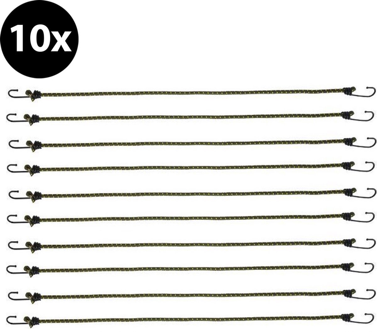 Nixnix® - 10 x Spanrubber Met haak - Rubber - Elastieken - 60 cm - Groen