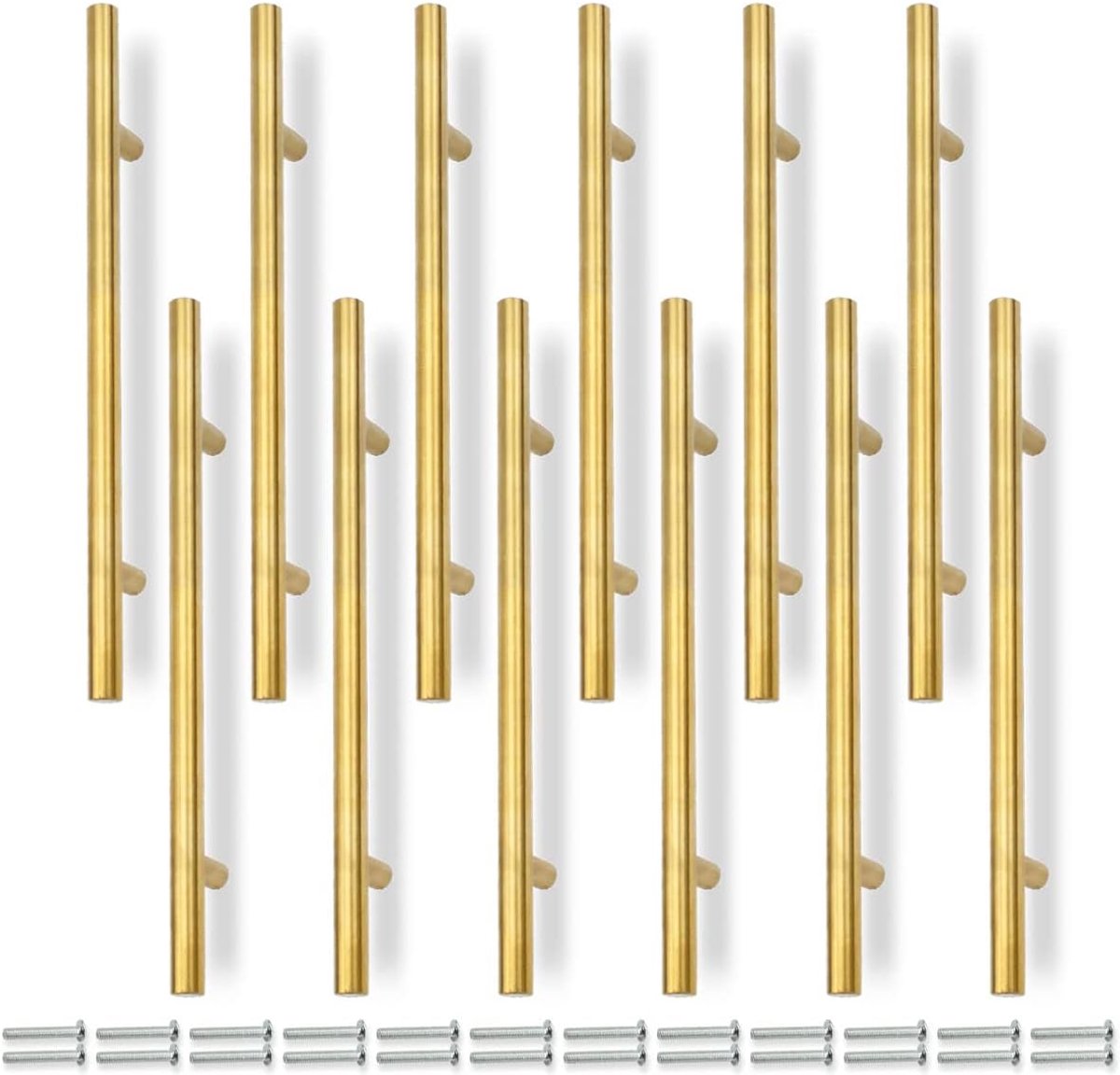 12 Pcs 300MM (192MM Hole Center) Gouden Kast Pull Handen Keuken T Bar Handen, Roestvrij staal, Ideaal voor Kast, Lade, Kast