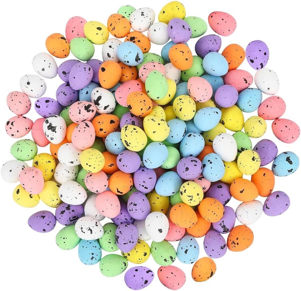 100 stuks mini-paaseieren, gespikkeld en kunstvogels, nep-eieren, lentefeest, huis en tafel, decoratie (1,6 x 2 cm)