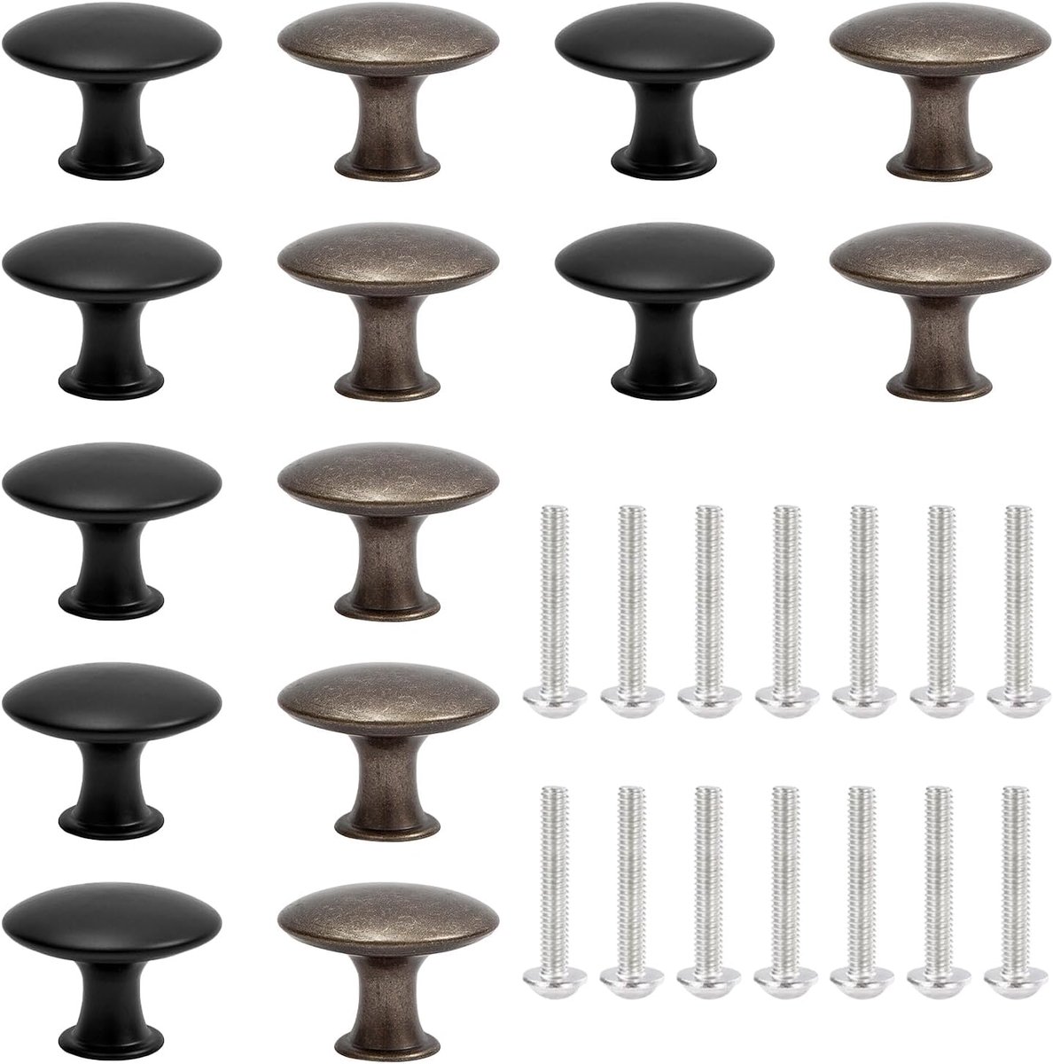 14 stuks kastknoppen, 30 mm vintage kastknoppen, ronde meubeldeurknoppen, antieke stijl kledingknoppen, ladehandgrepen met 14 bijpassende schroeven, voor keuken, slaapkamer, zwart, brons