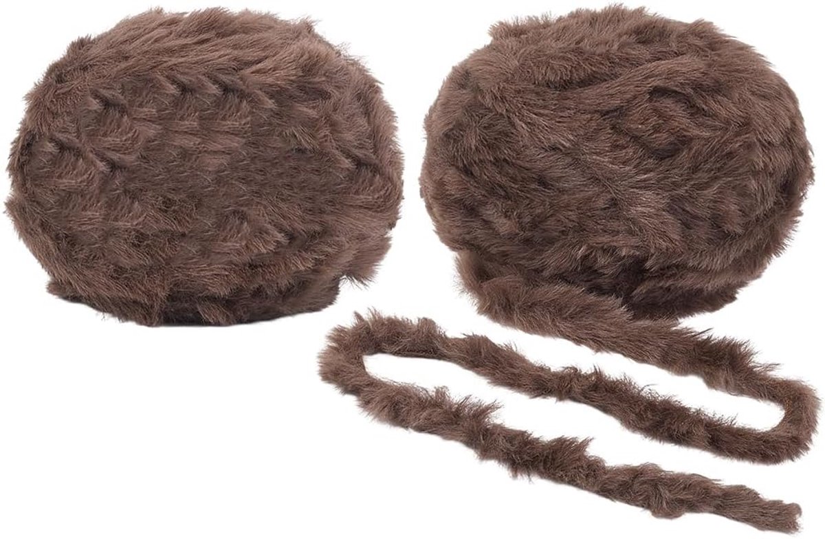 100 g 64 M 2 strengen chocolade bruin pluche pluizige nepbont garen zachte donzige dikke gehaakte polyester wimper harige franje garens voor haken breien dekens truien doe-het-zelf weven