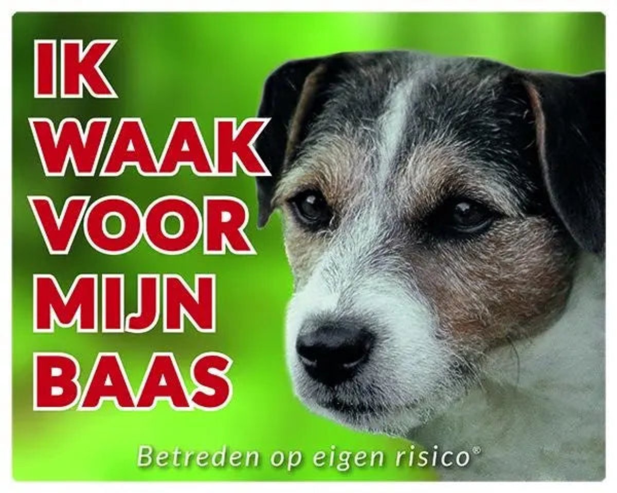 Bol.com Jack Russel Ruwharig Waakbord - Ik waak voor mijn baas aanbieding