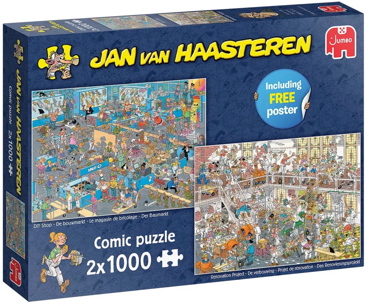 Bol.com Jan van Haasteren - De Verbouwing & De Bouwmarkt - 2X1000 stukjes puzzel - Legpuzzel aanbieding