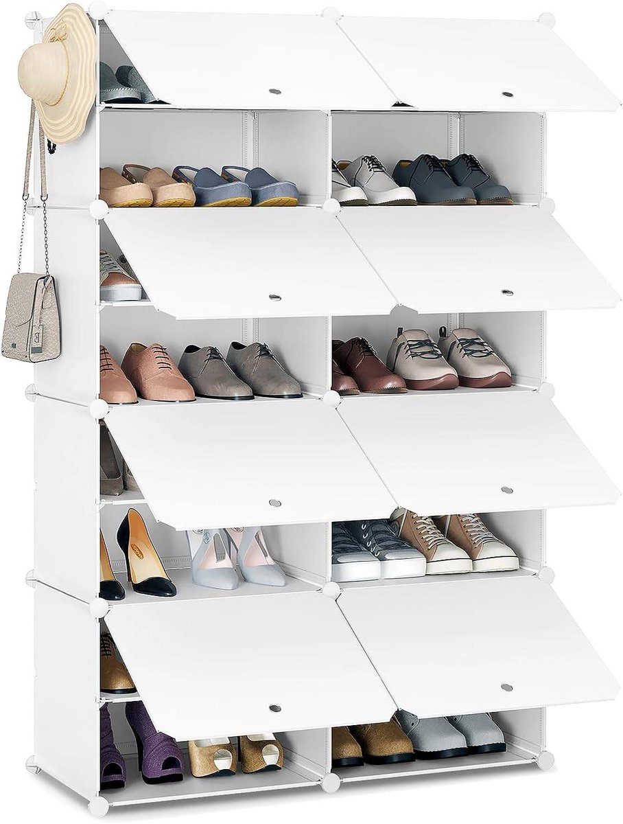 SureDeal® - Schoenenrek - Vakken - Schoenenopberger - Paar schoenen - 35x35x45 cm - Wit