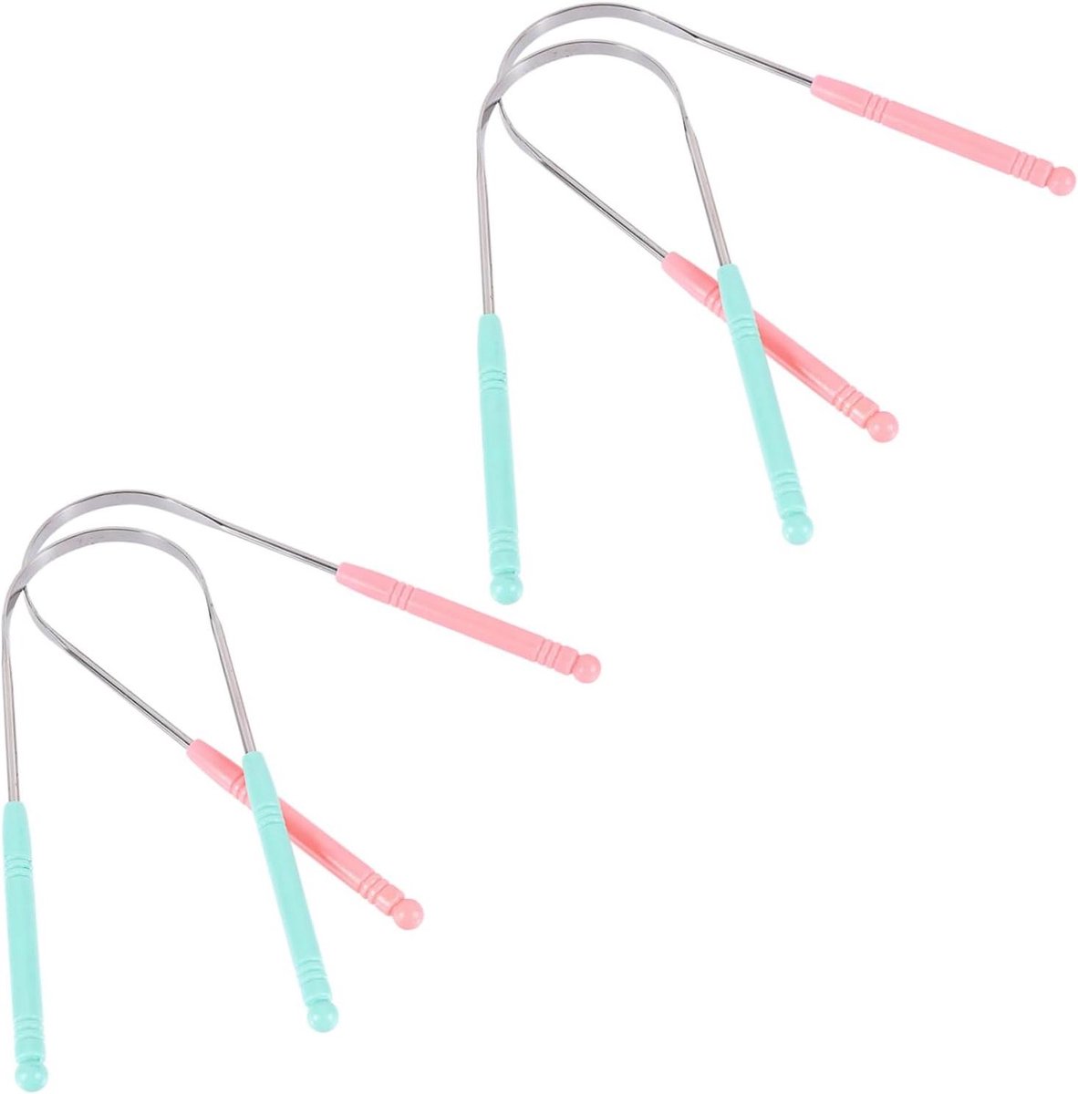 Tongschrapers RVS - Tongreiniger Mondreiniger - Frisse Adem - U-Vorm Ontwerp - 13.2 cm - Roze Hemelsblauw