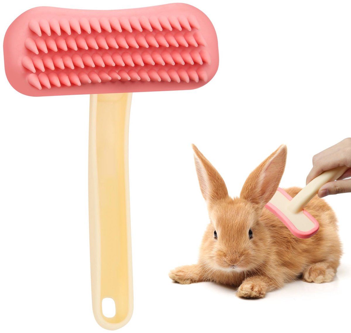 zachte siliconen massagekam voor kleine dieren, praktische konijnenborstel voor de verzorging, verzorgingsset voor konijnen, geschikt voor katten, puppy's en andere huisdieren