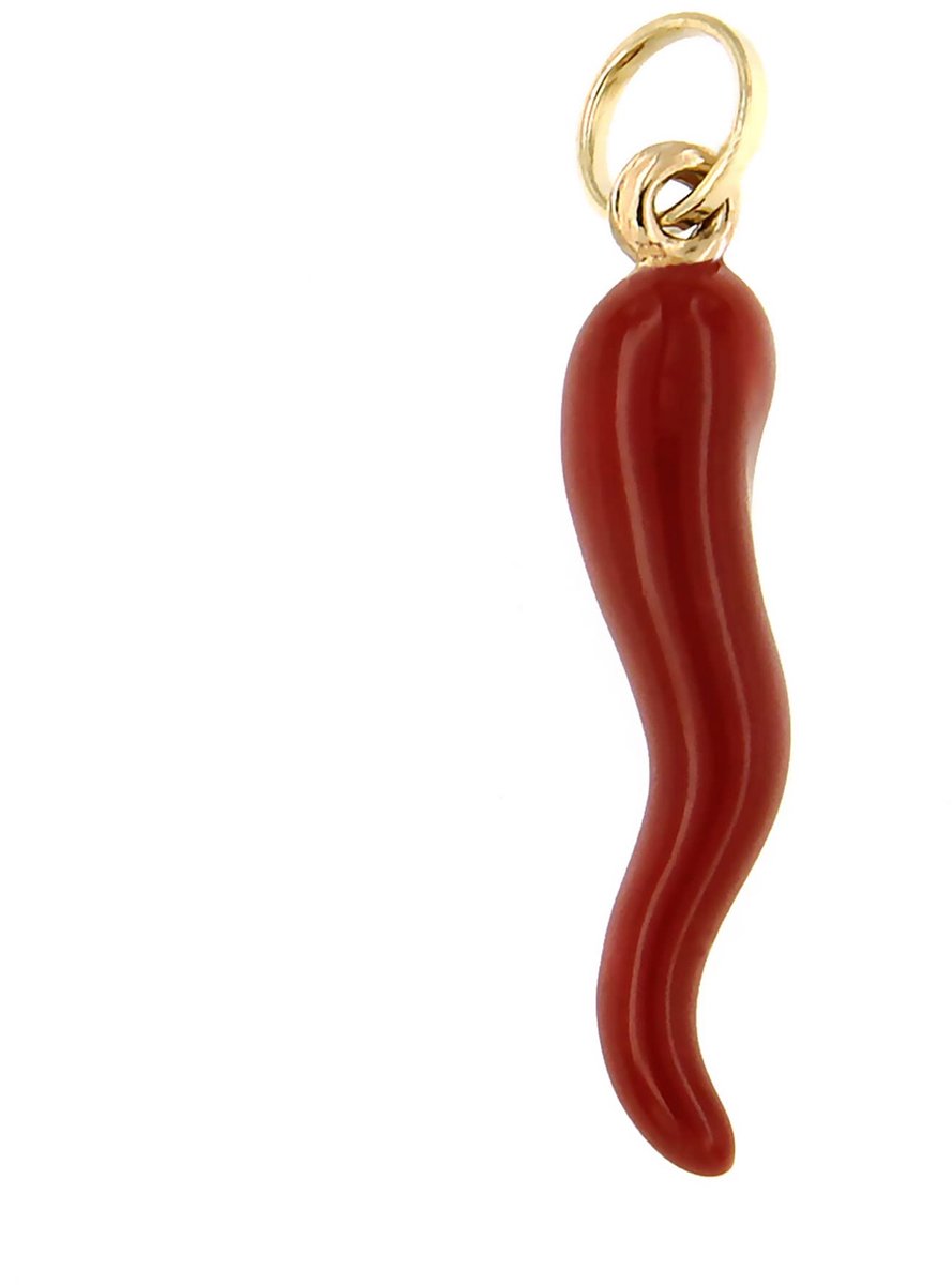 - Kleine 9ct gouden rode Italiaanse hoorn hanger, veel geluk talisman, hangers voor mannen, dames, tieners, jongens, meisjes, Small, Geelgoud Geel Goud Emaille, Geen edelsteen