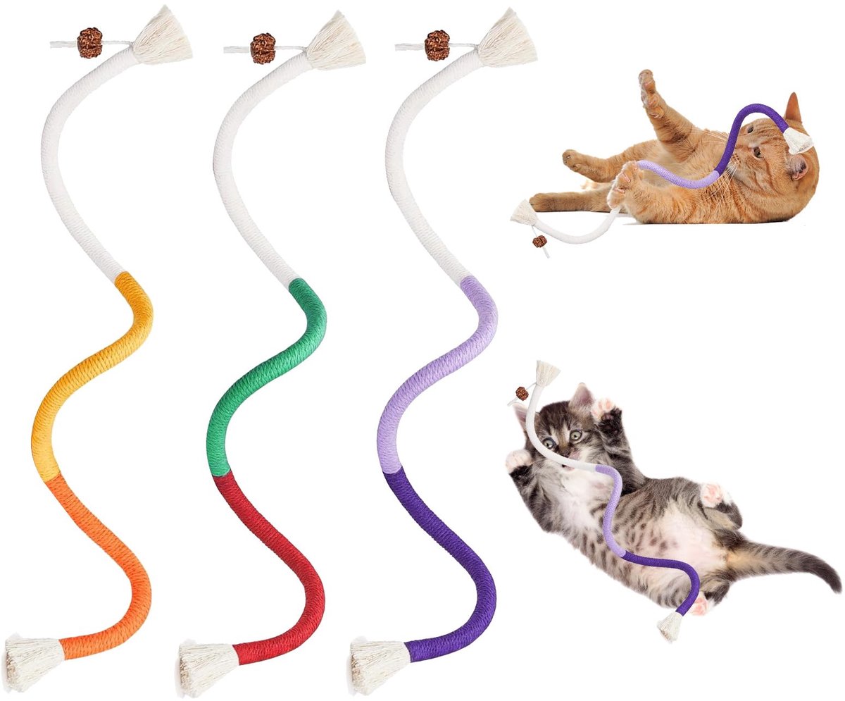 Set van 3 kattenspeelgoed, interactief speelgoed, huisdiertouwspeelgoed, speelgoed voor huisdieren, kat, interactief speelgoedtouw
