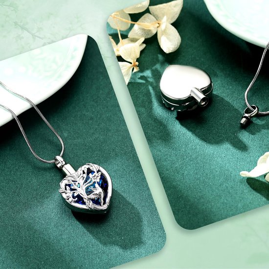 Kolibrie Crematie Sieraden met Hart Crystal Urn Kettingen voor As voor Urn Hanger Keepsake Memorial Sieraden voor Vrouwen Meisjes Met Trechter Kit & Tas — afbeelding 3
