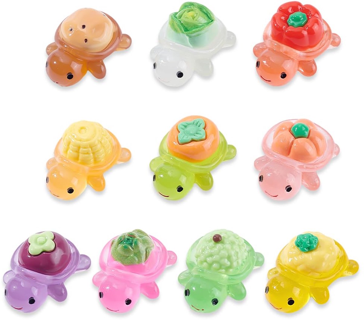 Hars Lichtgevende Schildpad Beeldjes Fruit En Groente Serie Schildpad Mini Model Miniatuur Bulk Micro Landschap Poppenhuis Accessoires Doen Prop Decoraties