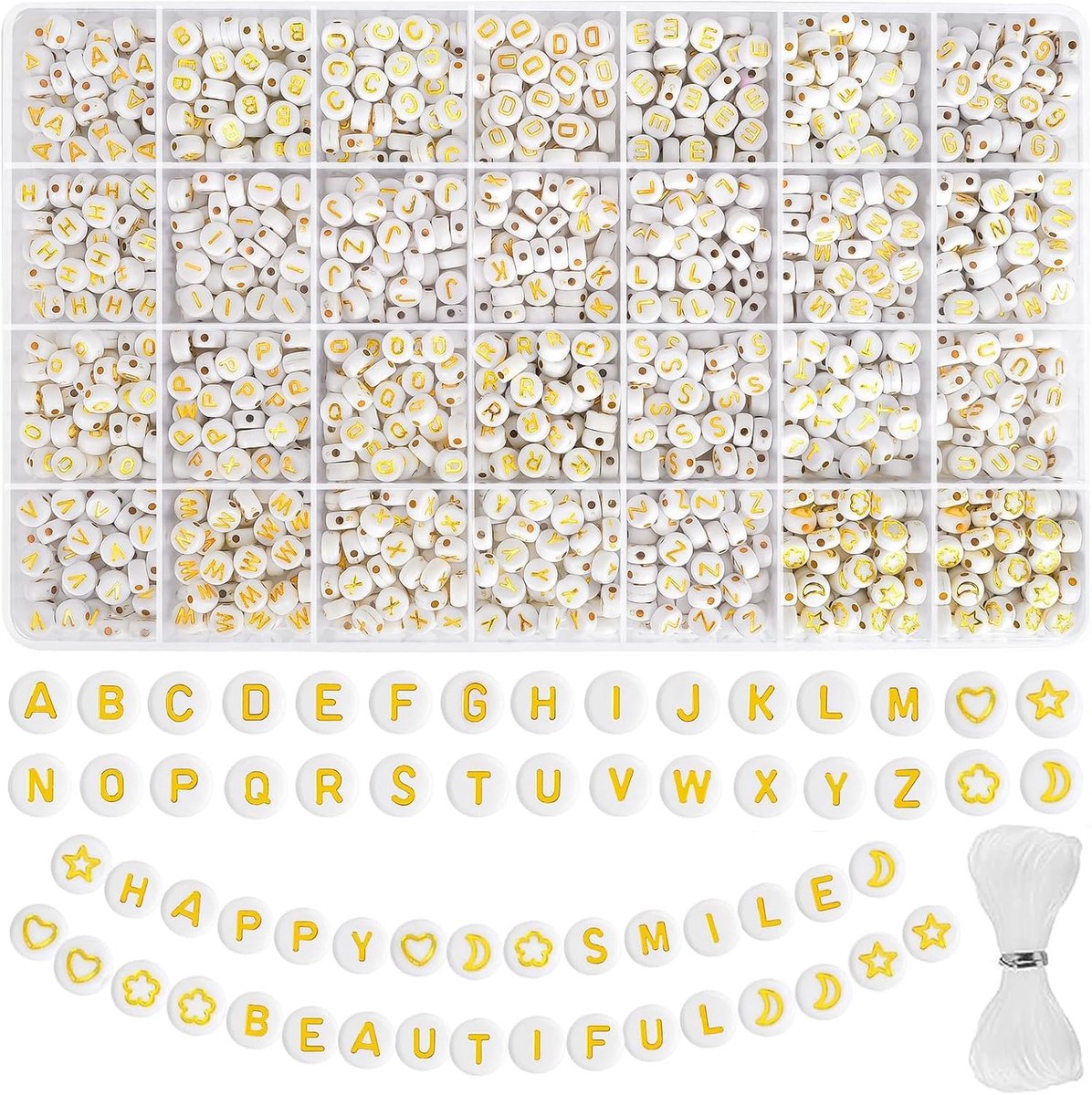 Kralen, 7 mm, A-Z, ronde letterkralen voor armbanden en rijgen, letterkralenset voor sieraden, doe-het-zelf halskettingen en armbanden