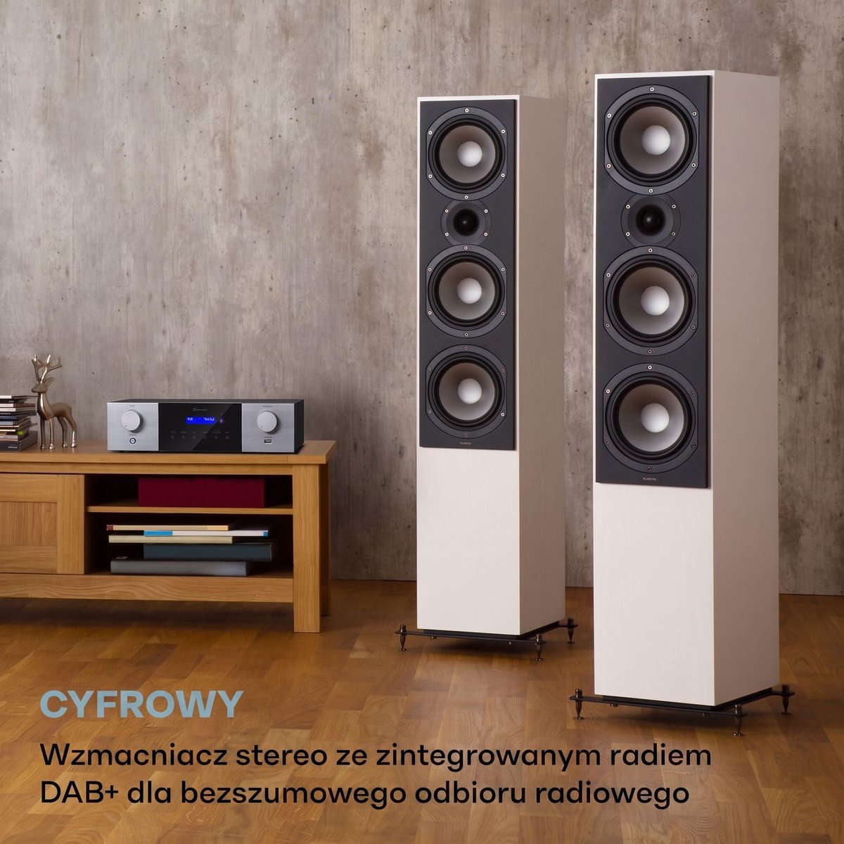 SnelShoppen - Auna AMP-4000 DAB hifi stereo versterker met DAB+ radio, USB afstandsbediening, zwart-wit versterker met LED display voor thuisgebruik