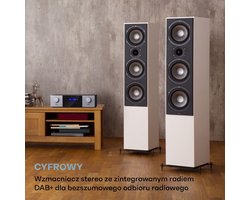 SnelShoppen - Auna AMP-4000 DAB hifi stereo versterker met DAB+ radio, USB afstandsbediening, zwart-wit versterker met LED display voor thuisgebruik,