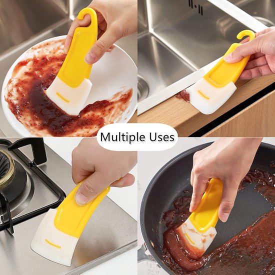Pan Schraper Siliconen Reinigingsspatel Pot Reinigingsgereedschap Duurzaam Hittebestendige Schraper Duurzame en Praktische Handheld Pan Cleaners Siliconen Spatel voor Keuken Koken Mixen — afbeelding 2
