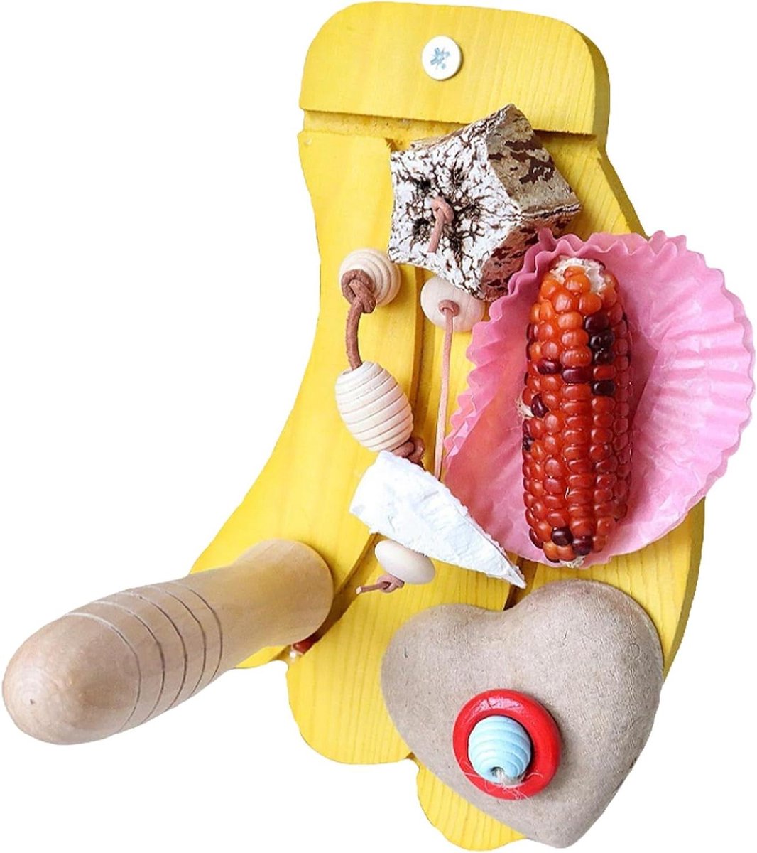 Vogel Zitstok Banaan - Vogelkooi Speelgoed - Stimuleert Natuurlijk Gedrag - Gladde Niet-Schurende Structuur - 19x12x10cm - Geel