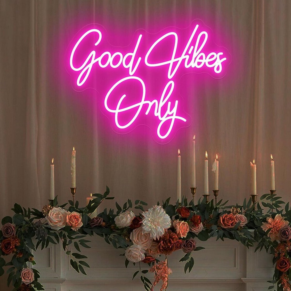 Vibes Only Neon bord op maat Gemaakt Handgemaakt Huwelijksverjaardag Feest Led Huisdecoratie Bar bord Nachtlampjes