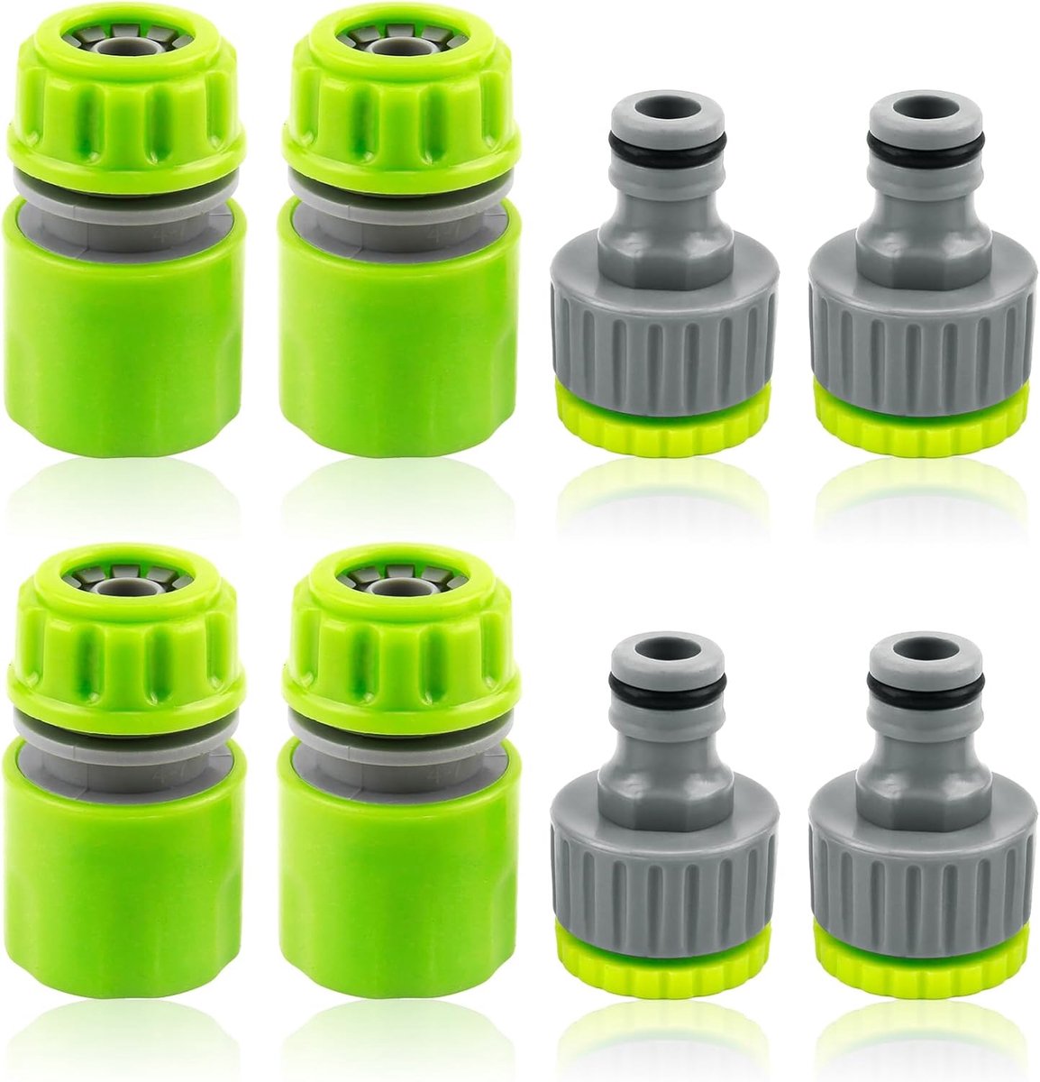 8 stuks tuinslangaansluitingen, universele kraanaansluiting met binnendraad, 4 snelslangen 1/2 inch en 4 2-in-1 kraanaansluitingen 3/4 inch en 1/2 inch, auto en doe-het-zelf
