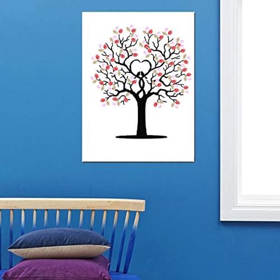 DIY huwelijksvingerafdrukboom canvas handtekening gastenboek met 6 kleuren inkt gast ondertekening poster duim-afdrukboom voor bruiloften verjaardagen 30x40cm liefdesboom — afbeelding 2