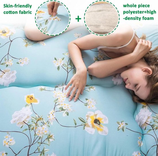 Japanse Futon Matras - Vloermatras Oprolbaar - Comfortabel Slapen - Dikte 8-10cm - 90x200cm - Bloem — afbeelding 5