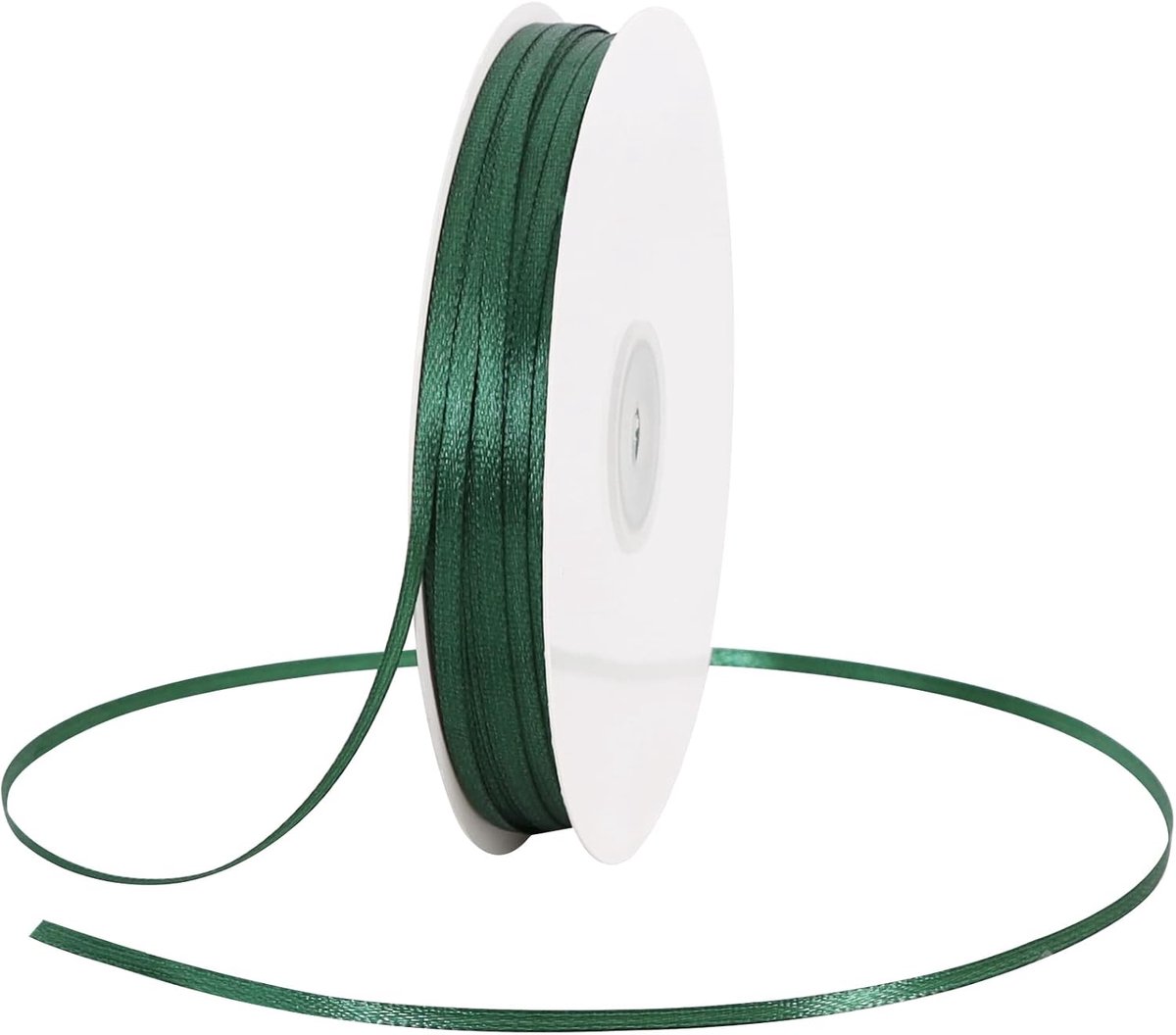 0,3 cm x 183 m donkergroen dun solide satijnen lint, gigantische spoel, dubbelzijdige banden, voor knutselen, hangende etiketten, uitnodigingskaarten, ballonnen, bloemboeketten, haarbandjes