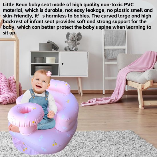 babyzitje voor baby's van 4-24 maanden, ingebouwde luchtpomp, rugsteun voor baby's, peuterstoel om op te zitten, babydouchestoel buitenstoel, vloerzitje, geschenken (roze bloemenbakje) — afbeelding 3
